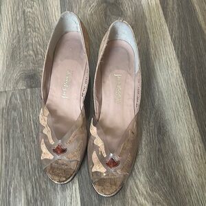 Jack Rogers Tan Heels with Peep-Toe Design Size 8